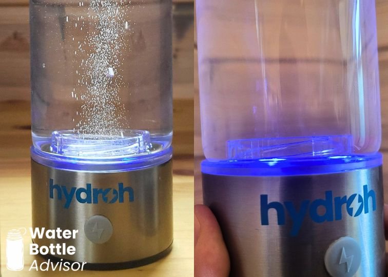 Hydroh hydrogen water bottle showing reduced hydrogen output over time