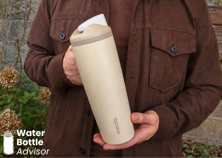 Jeremiah Kowalski holding the Owala FreeSip Tumbler 30 oz outdoors
