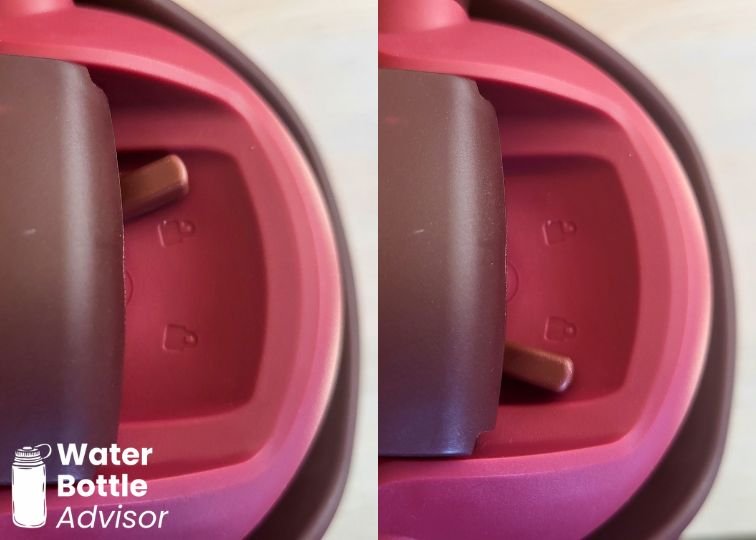 Close-up of the Owala FreeSip Sway bottle lid showing the locking mechanism