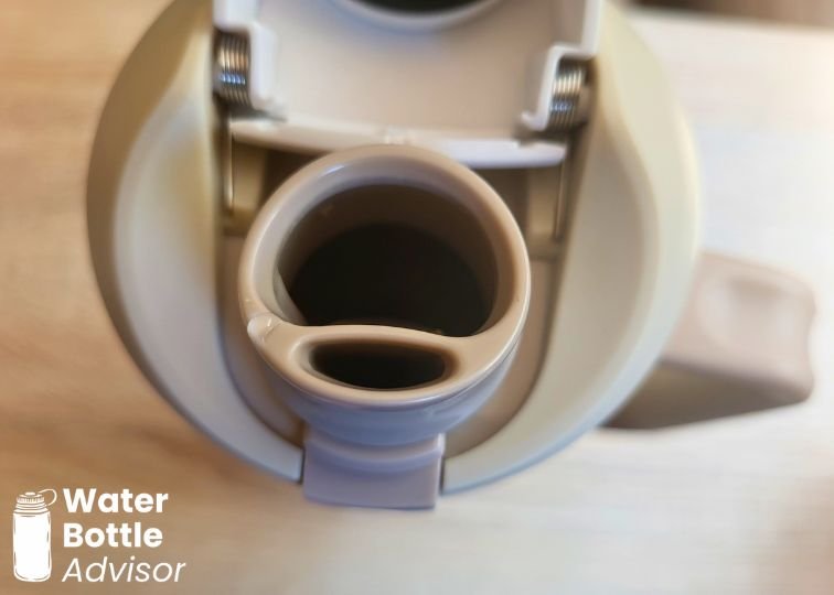 Close-up of the Owala FreeSip Tumbler 30 oz showing the FreeSip spout with the lid open