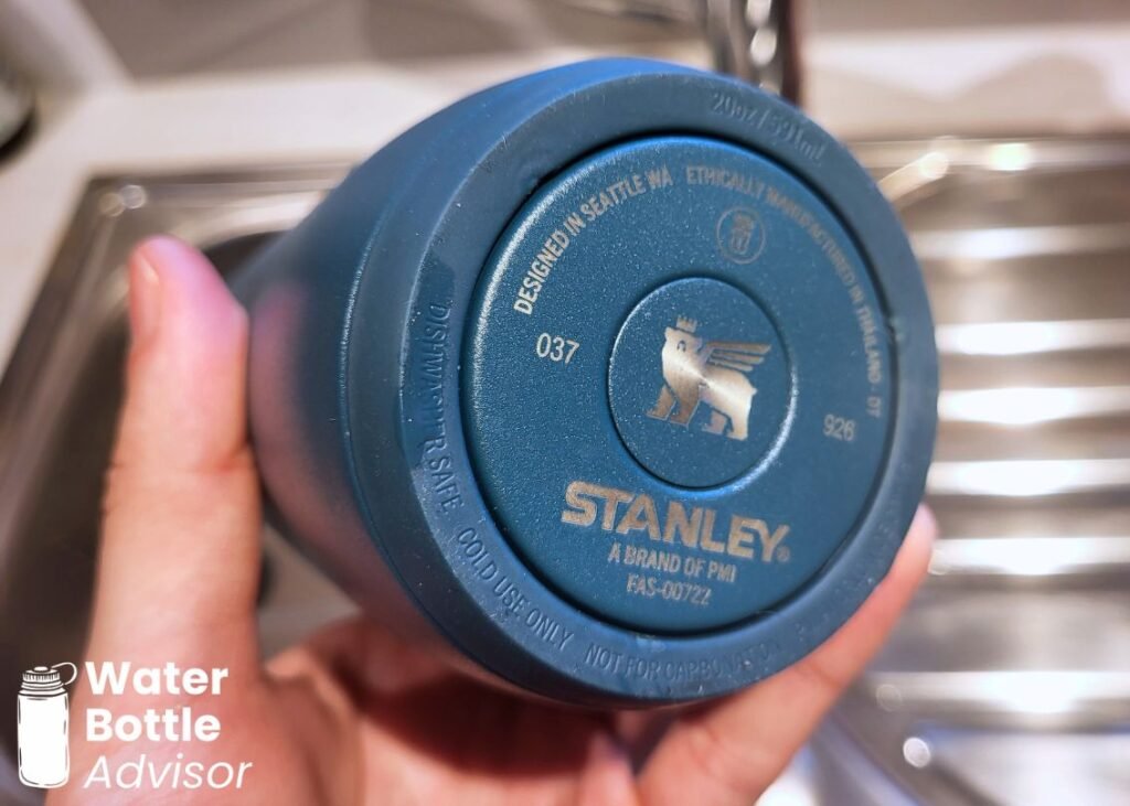 Close-up of the Stanley FlowState Spring Bottle 20 oz showing the padded base